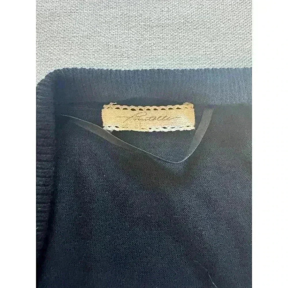 Pointelle Black Open Grandma Cardigan Sweater Buttonless Gathered at Back Size M - Picture 7 of 12